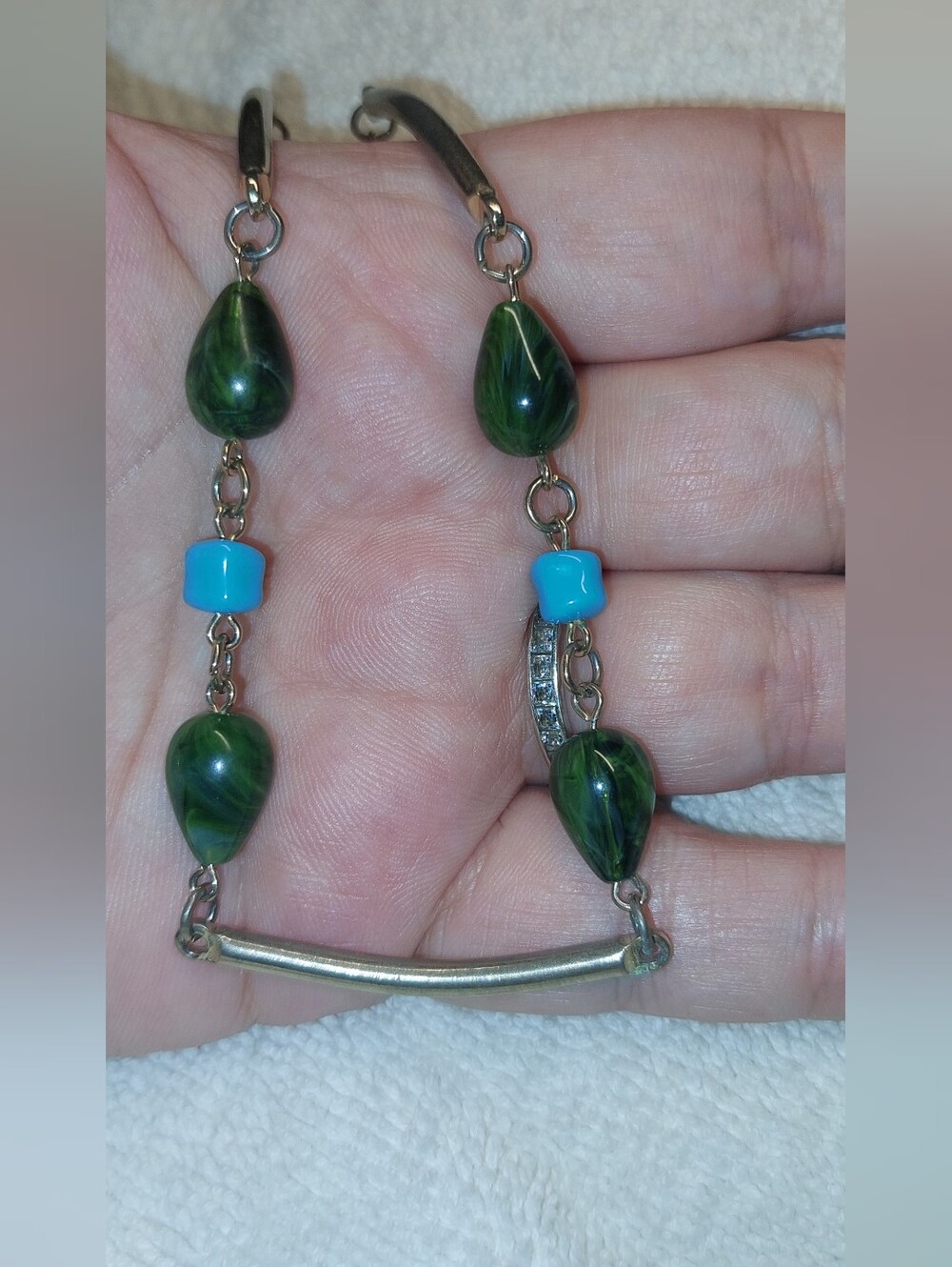 Sarah Coventry Green Teardrop & Turquoise Bead Women’s Bracelet